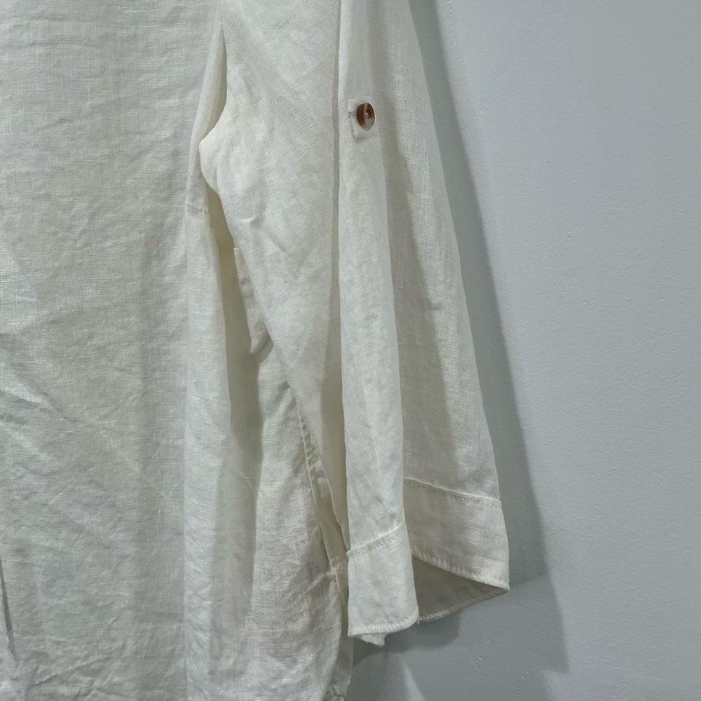 Maeve by Anthropologie Ivory Lace Up Linen Top - Picture 3 of 8